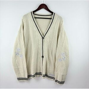 Taylor Swift Inspired Folklore Embroidered Star Knit Oversized Cardigan Womens L